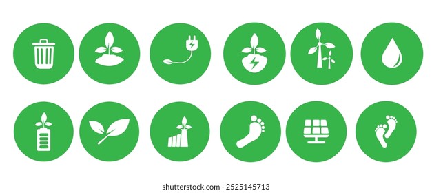 Conjunto de ícones de proteção ambiental. Ilustração de vetor de ícones de proteção do ambiente. Energia, ícones do ecossistema