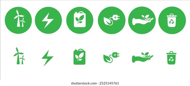 Conjunto de ícones de proteção ambiental. Ilustração de vetor de ícones de proteção do ambiente. Energia, ícones do ecossistema