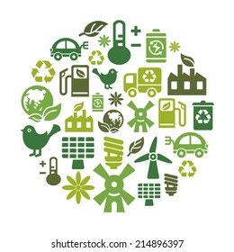 Environmental Protection Icons in Circle Shape
