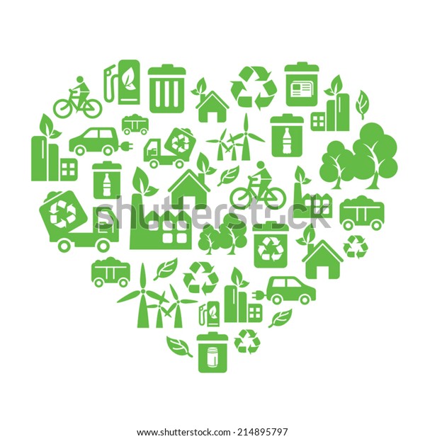 Environmental Protection Icons Heart Shape Stock Vector (Royalty Free ...