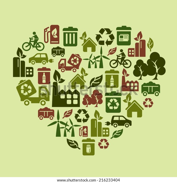 Environmental Protection\
Icons in Heart\
Shape