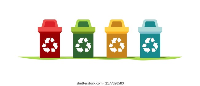 environmental protection illustration set, characters collecting plastic trash, trying reduce co2 emission, working green recycling industry. vector