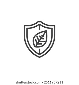Environmental Protection line icon. linear style sign for mobile concept and web design. Shield with a leaf outline vector icon. Symbol, logo illustration. Vector graphics
