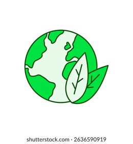Environmental protection poster decorated with environmental icons around a smiling globe. flat design style minimal vector illustration.