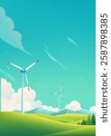 Environmental protection poster design wind turbines in a natural environment