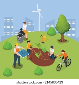 Environmental protection and sustainability isometric 3d vector illustration concept for banner, website, illustration, landing page, template, etc