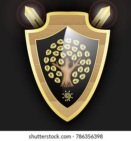 Environmental protection. Vector illustration shield and tree.