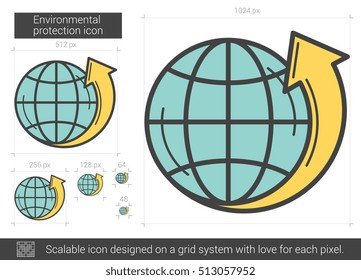 Environmental protection vector line icon isolated on white background. Environmental protection line icon for infographic, website or app. Scalable icon designed on a grid system.