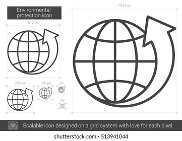 Icono de línea vectorial de protección ambiental aislado en fondo blanco. Icono de línea de protección ambiental para infografía, sitio web o aplicación. Icono escalable diseñado en un sistema de cuadrícula.