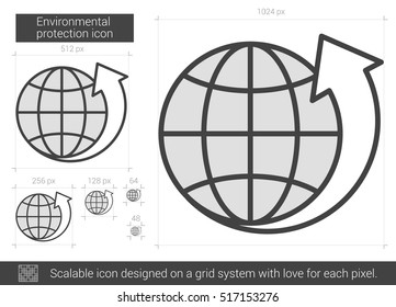 Environmental protection vector line icon isolated on white background. Environmental protection line icon for infographic, website or app. Scalable icon designed on a grid system.