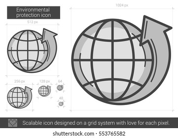 Environmental protection vector line icon isolated on white background. Environmental protection line icon for infographic, website or app. Scalable icon designed on a grid system.