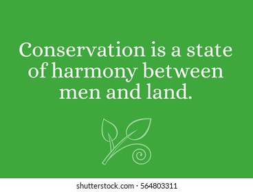 Environmental Quote - Conservation is a state of harmony between men and land.