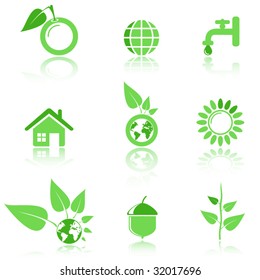 Environmental and recycling vector icons set