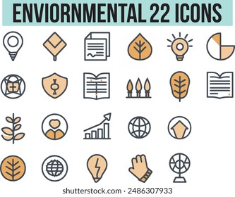 Conjunto de iconos relacionados con el medio ambiente, Vector