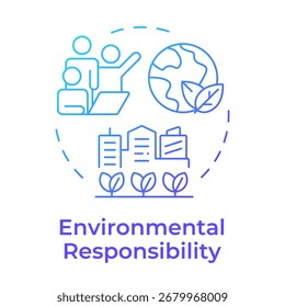 Environmental responsibility blue gradient concept icon. Reduce ecological footprint. Type of corporate liability. Round shape line illustration. Abstract idea. Graphic design. Easy to use in booklet