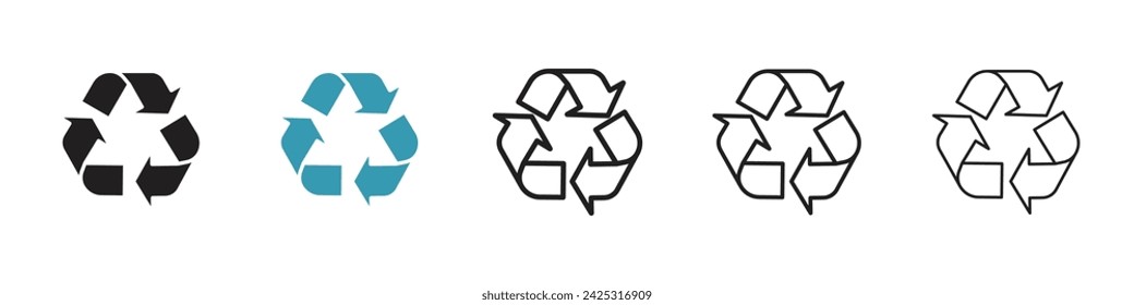 Environmental Reuse Vector Icon Set. Recycling Arrow Vector Symbol for UI Design.