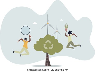 Environmental science study for sustainable future energy .New recycling methods research for nature friendly electricity.life and employment of people.