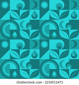 Environmental seamless pattern, geometric mosaic, ecology concept, flat vector background, wrapping.