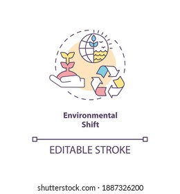 Environmental shift concept icon. Social change benefit idea thin line illustration. Climate changes. Industrialization negative effects. Vector isolated outline RGB color drawing. Editable stroke