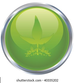 Environmental shining green button or icon