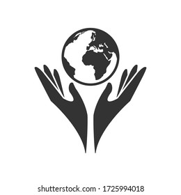 environmental simple illustration, saving our earth with plant the tree for healing the planet 