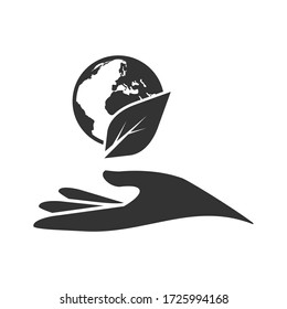 environmental simple illustration, saving our earth with plant the tree for healing the planet 