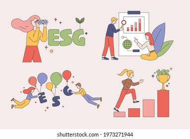 Environmental, social, corporate governance business illustration. flat design style minimal vector illustration.