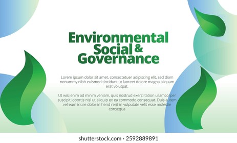Environmental, Social, and Governance concept. presentation templates corporate business annual report layout. abstract green leafs with line gradient clean look vector template 