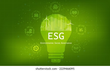 Environmental, social, and governance (ESG). Sustainable business concept. Green background vector design.