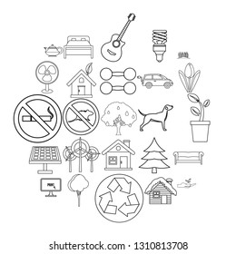 Environmental standard icons set. Outline set of 25 environmental standard vector icons for web isolated on white background