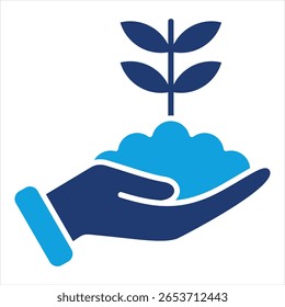 Gestão ambiental ícone azul plano ilustração vetor