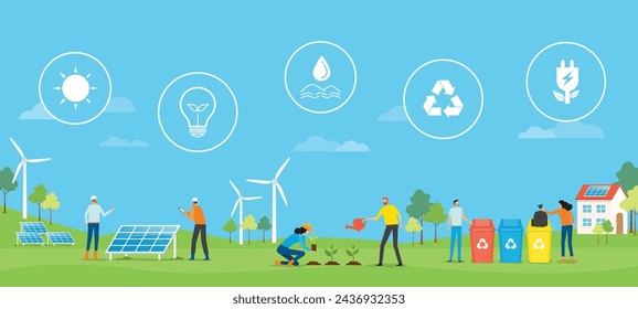 Environmental Sustainability design. flat vector illustration concept	
