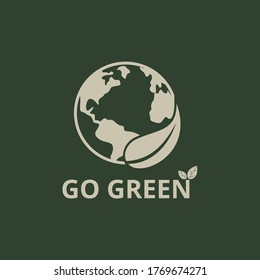 
Environmental sustainability Logo, Globe with leaf icon. Vector