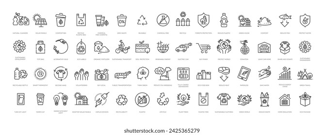 Environmental sustainability outline icons. Ecological symbols