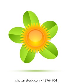 Símbolo ambiental con sol y hojas