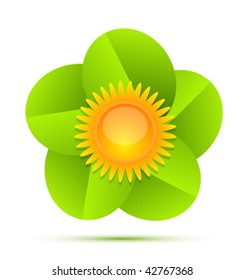 Environmental symbol with sun and leaves