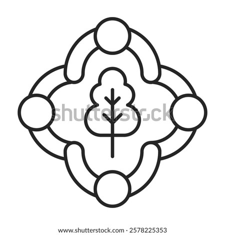 Environmental Team Icon Representing Group Efforts in Sustainability and Nature Conservation