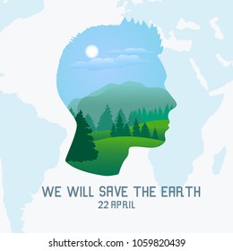 Environmental theme. Earth Day 22April. Vector illustration.