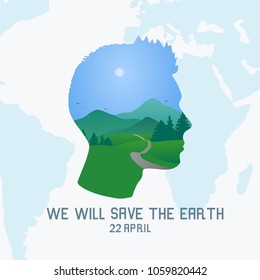 Environmental theme. Earth Day 22April. Vector illustration.