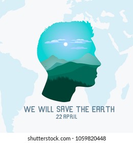 Environmental theme. Earth Day 22April. Vector illustration.