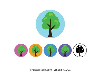 Environmental tree icons with flat circular style, tree flat icon, eco friendly tree icon, green tree vector