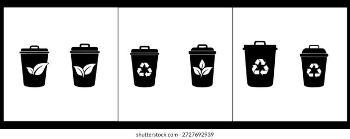 Umweltvektorsymbole umweltfreundlicher Flaschen und Recyclingsymbole