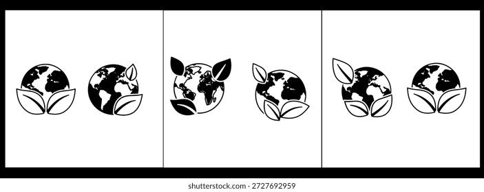 Iconos ambientales del vector de las hojas respetuosas del medio ambiente y símbolos sostenibles de la naturaleza