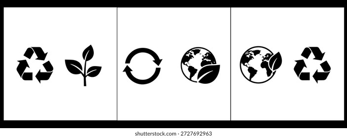 Iconos de vectores ambientales para conceptos ecológicos y vida sostenible