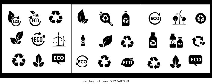 Conjunto de iconos vectoriales ambientales para conceptos ecológicos y vida sostenible