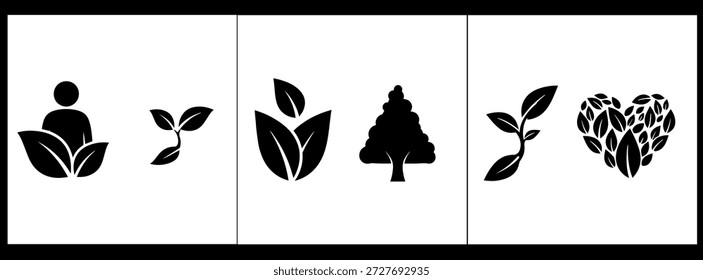 Umweltvektorsymbole setzen umweltfreundliche Symbole für Erhaltung und Nachhaltigkeit
