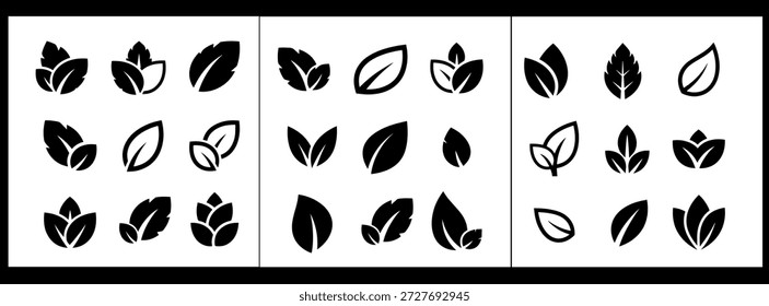 Umweltvektorsymbole setzen umweltfreundliche Blätter und Natursymbole