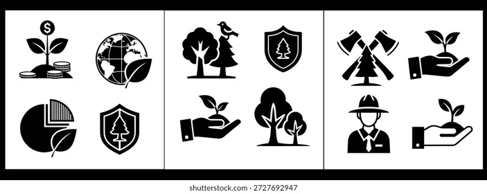 Umweltvektorsymbole setzen umweltfreundliche Symbole für Erhaltung und Nachhaltigkeit
