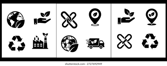 Environmental vector icons set for eco friendly and sustainable concepts