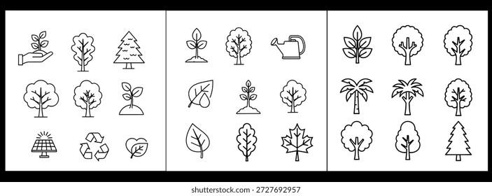 Umweltvektorsymbole setzen umweltfreundliche Symbole für Erhaltung und Nachhaltigkeit